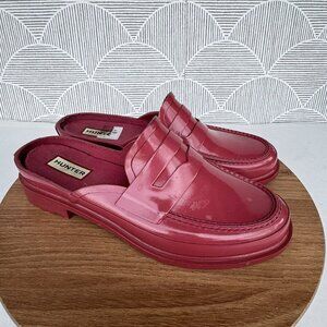 Hunter Womens Red Glossy rubber garden Loafers UK 5 / US 6.5 Slip-On Clogs Shoes